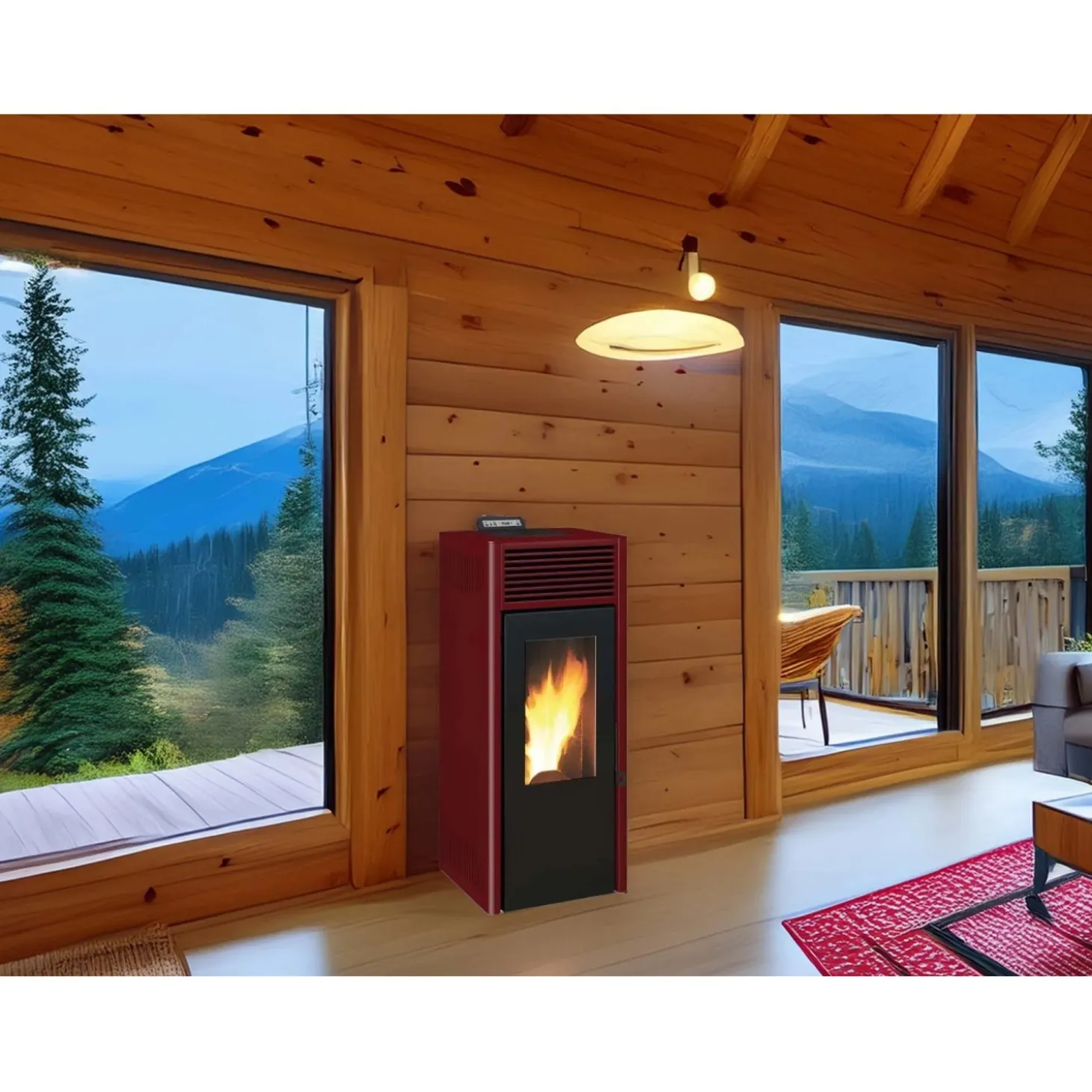 Stufa a pellet ventilata Invicta Nola Plus 9,5 kW rosso