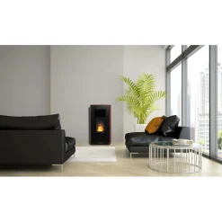 Stufa a pellet Vulcania All Stone ceramica Evo canalizzata 11kW rosso