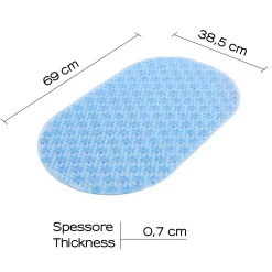Tappeto antiscivolo vasca Solid azzurro trasparente
