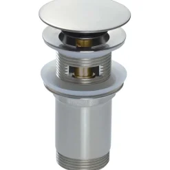 Tappo click-clack per lavabo tondo Click-Clack Idrostile Acciaio spazzolato