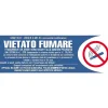 Targhetta adesiva "Vietato fumare" testo legge propilene metallizzato 6 x 18 cm