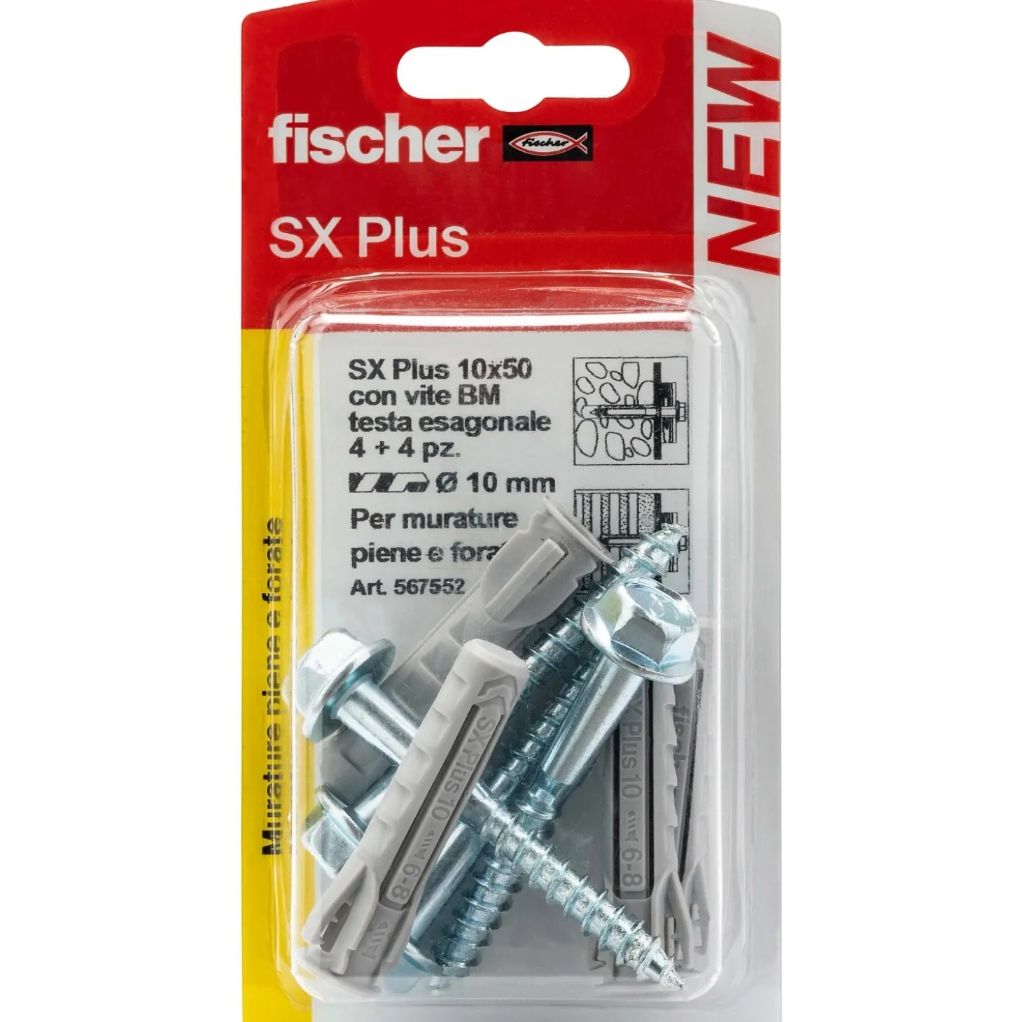 Tassello a espansione in nylon Fischer SX Ø 10 mm 2 pz