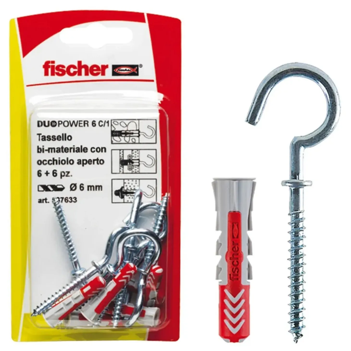 Tassello universale Fischer Duopower occhiolo aperto Ø 6 mm 6 pz
