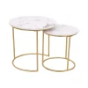 Tavolini tondi Rome bianco effetto marmo oro Set 2 pz