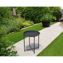 Tavolino da giardino in ferro antracite Ø 46x H 52 cm