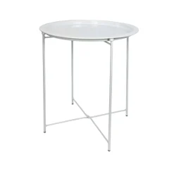 Tavolino vassoio metallo bianco Ø 47xH51 cm