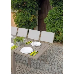 Tavolo allungabile da balcone in alluminio tortora 106/212x75 cm