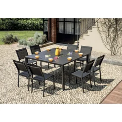 Tavolo allungabile da giardino in alluminio grigio scuro 100-150xH77 cm