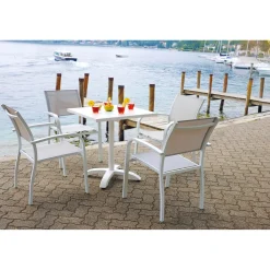Tavolo da giardino Contract in alluminio bianco 70x70xH75 cm