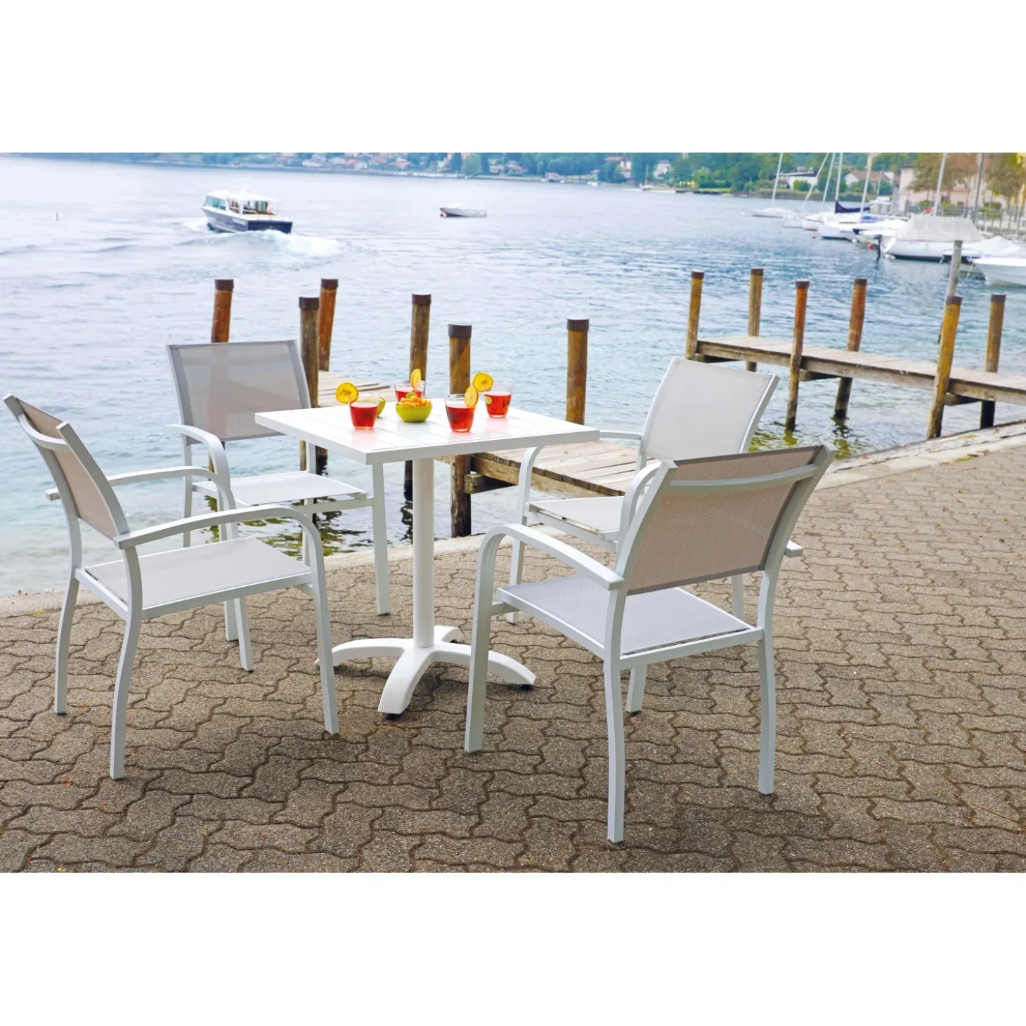 Tavolo da giardino Contract in alluminio bianco 70x70xH75 cm