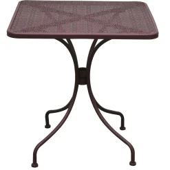 Tavolo da giardino quadrato in ferro con decoro traforato 70x70 cm H 72 cm
