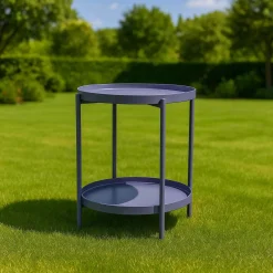 Tavolo da giardino tondo in metallo grigio Ø 40 cm H 50 cm