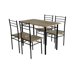 Tavolo e 4 sedie Bergen in MDF OAK struttura in metallo nero 10x72x122 cm