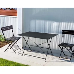 Tavolo pieghevole da giardino Bistrò in ferro antracite 110x70 cm