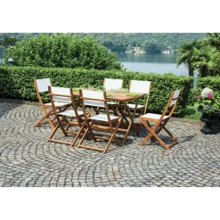 Tavolo pieghevole da giardino in acacia 140x80 cm