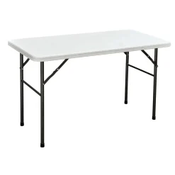 Tavolo pieghevole in acciaio e piano plastica stampata 122x60 cm H 74 cm