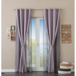Tenda arredo Doppio Velo L 140 x H 280 cm malva