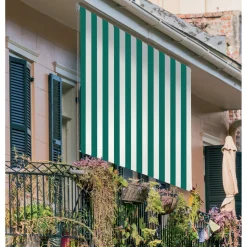 Tenda da sole a caduta verticale con rullo 150x250 cm verde rigato