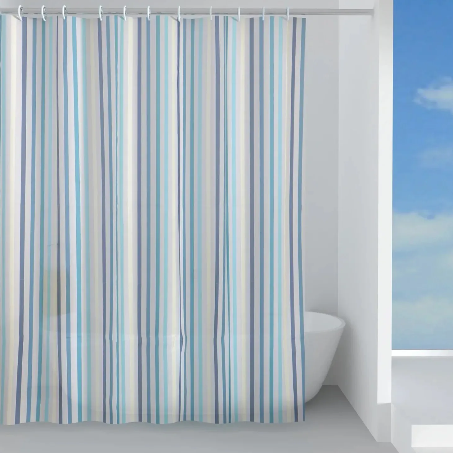 Tenda doccia Tracce in peva 180x200 cm azzurra e blu