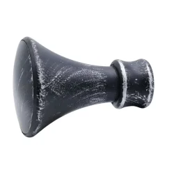 Terminale per bastone tenda in metallo Trumpet nero 2 pz
