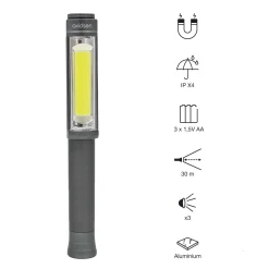 Torcia da lavoro a LED COB 500 lm in Alluminio Aeronautico 2 x AA
