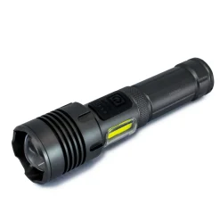Torcia LED ricaricabile USB C 1200 lm con zoom in Alluminio Aeronautico