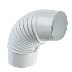 Tubo curva porcellanata pieghettata bianco 90° Ø 12 cm