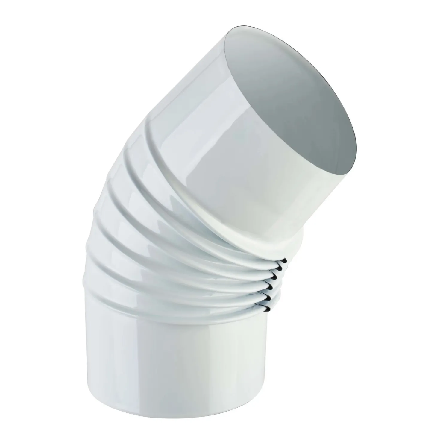 Tubo curva porcellanata pieghettata bianco 45° Ø 10 cm