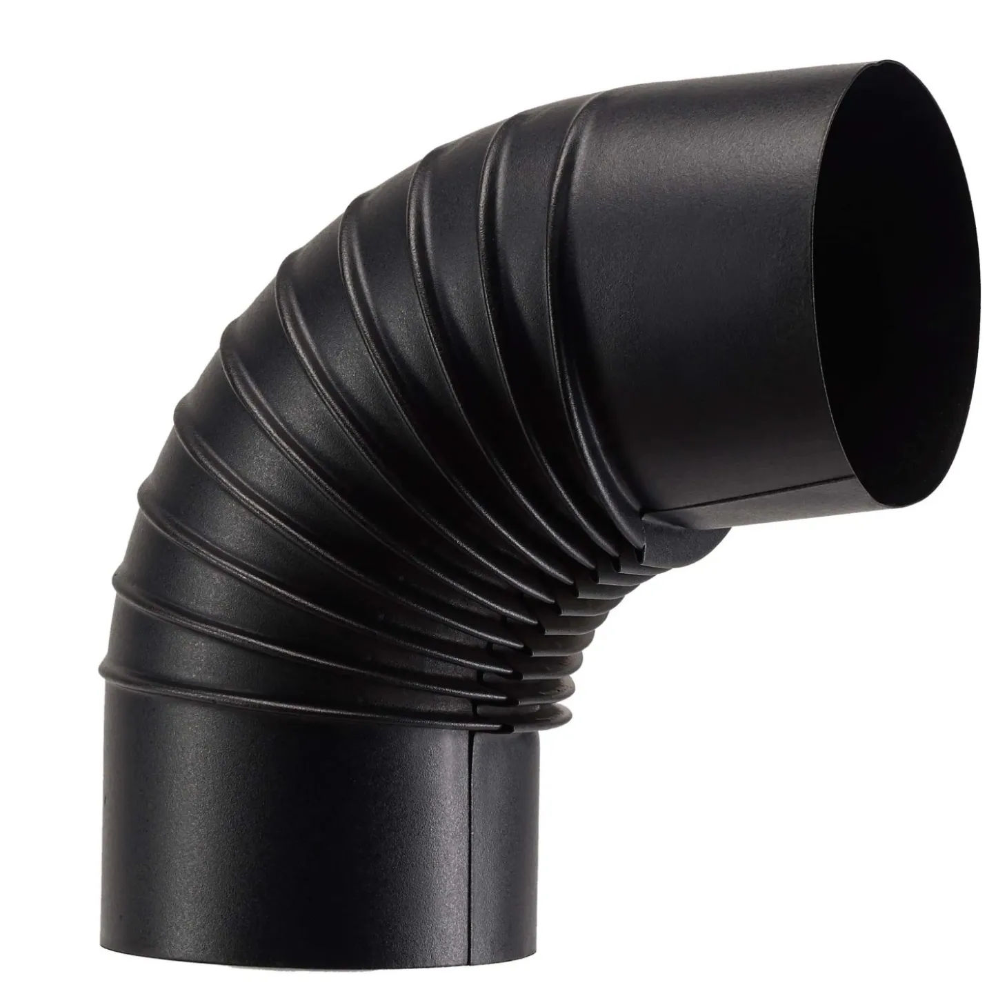 Tubo curva porcellanata pieghettata nero opaco 90° Ø 10 cm