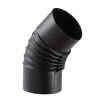 Tubo curva porcellanata pieghettata nero opaco 45° Ø 15 cm
