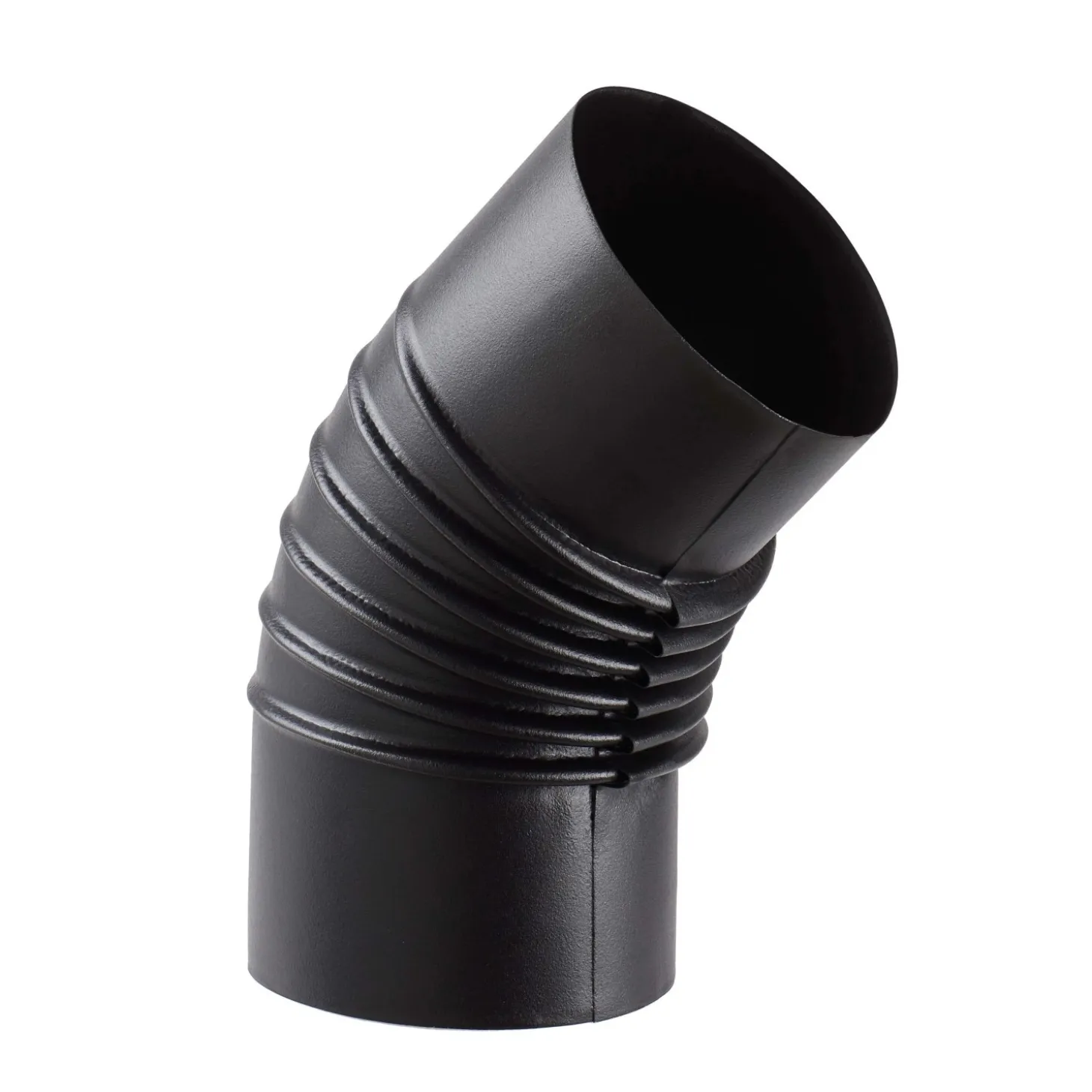 Tubo curva porcellanata pieghettata nero opaco 45° Ø 15 cm