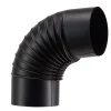 Tubo curva porcellanata pieghettata nero opaco 90° Ø 15 cm