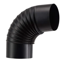 Tubo curva porcellanata pieghettata nero opaco 90° Ø 13 cm