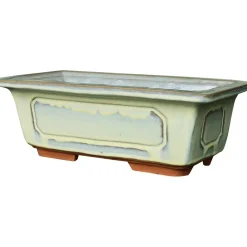 Vaso per bonsai in ceramica 38x20x14 cm crema