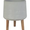 Vaso per piante in cemento grigio con treppiedi 28x28x34 cm