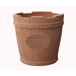 Vaso terracotta tondo "Welcome" 19x19x18 cm