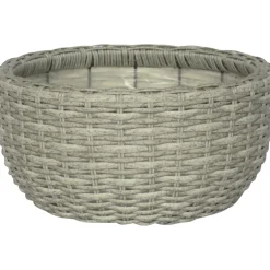 Vassoio per piantine decorativo wicker grigio chiaro Ø 35 x 17 cm