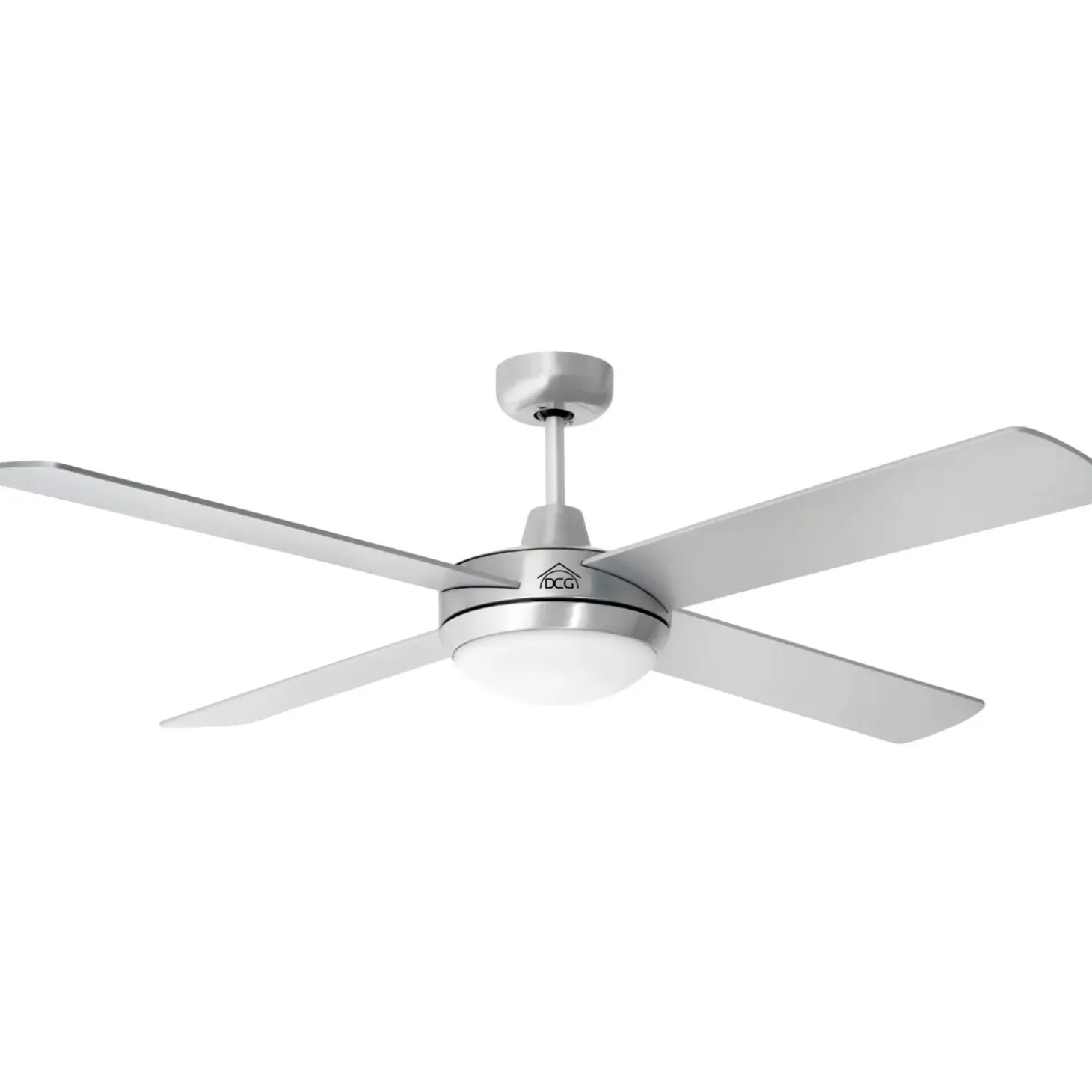 Ventilatore a soffitto 4 pale Ø 110 cm argento