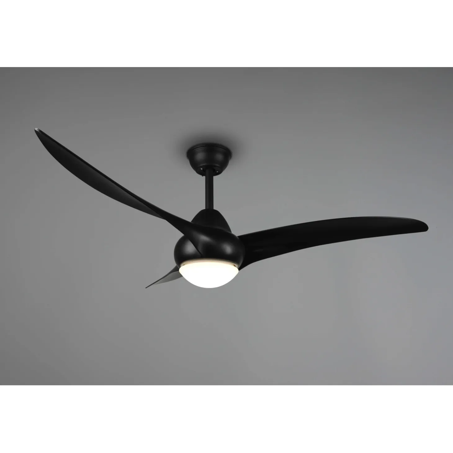 Ventilatore a soffitto plafoniera LED 3 pale 3 velocità Ø 115 cm nero