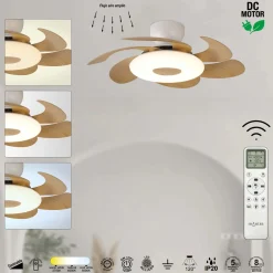 Ventilatore da soffitto luce LED 24W Flower ventilatore 24W bianco/beige